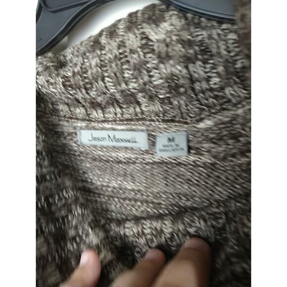 Jason Maxwell Woman M Sweater Brown White Heathered Cable Knit Long Sleeve Curve - Picture 3 of 9
